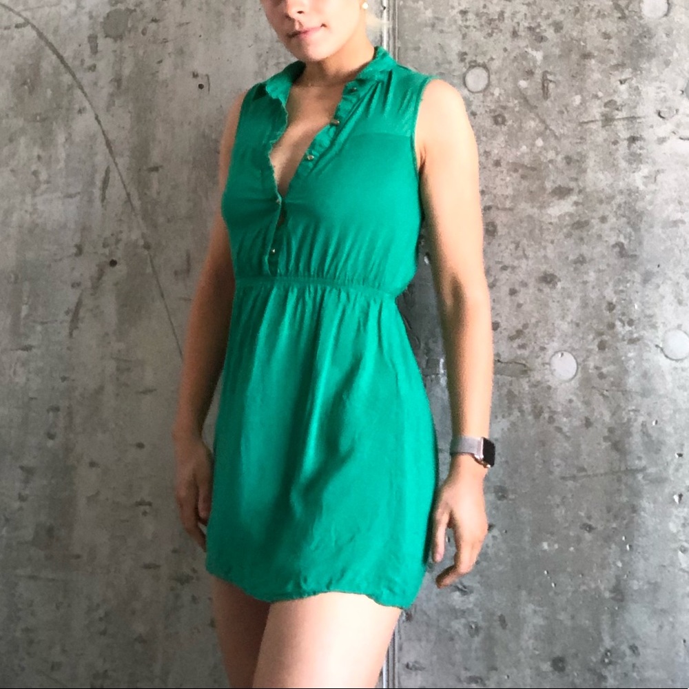 Emerald green mini summer dress